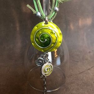 Metal & Leather Art Deco Necklace